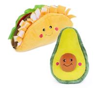 ZippyPaws NomNomz - Dog Squeaky Toys to Keep Them Busy, Funny Food Plush for Small & Medium Dogs, Cute Stuffed Puppy Toy, Pet Products, Gift for Dogs of All Breeds, Soft and Cuddly - Taco & Avocado
