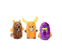 ZippyPaws Squeakie Buddies - 3-Pack, Beaver, Moose, Walrus