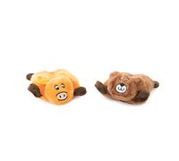 ZippyPaws Squeakie Pads - 2-Pack (Bear, Moose) Dog Squeaky Plush Toy for Dogs