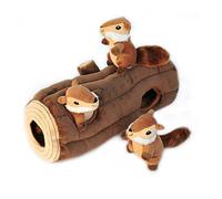 ZippyPaws Woodland Friends Burrow Interactive Dog Toys - Hide and Seek Dog Toys and Puppy Toys, Colorful Squeaky Dog Toys, and Plush Dog Puzzles, Chipmunks ‘n Log