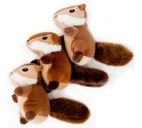 ZippyPaws - Woodland Friends Burrow, Interactive Squeaky Hide and Seek Plush Dog Toy - Chipmunk Miniz, 3 Pack