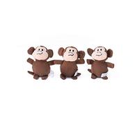 ZippyPaws Zoo Friends Burrow Interactive Dog Toys - 3 Pack Miniz Refills for Hide and Seek Dog Toys, Plush Dog Puzzles and Colorful Squeaky Dog Toys, Monkeys