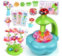 ZippyZoom Arts and Crafts Kit for Kids Ages 4-9: DIY Flower Bloom Maker Set with Music Light Base, Vase, Fridge Magnets & Cards - Birthday Gift for Girls and Boys