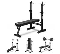 Zipro Bench Press Bench Core, Fitness Bench with Adjustable Dumbbell Shelves, Foldable Bench Press, Push Up Bench with Push-Up Handles, Total Load Capacity 230 kg, Power Station without Bar