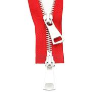 Zips 70/90cm Jacket Metal Zipper Double Slider Two-Way Zip DIY Clothing Garment Replacement Handmade Supplies(Red,90cm)