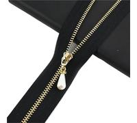 Zips for Sewing 10/15Pcs 15-70cm 3# Zipper Open&Close-End Auto Lock Gold Pearl Slider DIY Bag Purse Dress Decor Zip Sewing Accessory(ZA032-BlackGold,OpenEnd-No3-60cm,10Pcs)