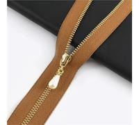 Zips for Sewing 10/15Pcs 15-70cm 3# Zipper Open&Close-End Auto Lock Gold Pearl Slider DIY Bag Purse Dress Decor Zip Sewing Accessory(ZA032-BrownGold,CloseEnd-No3-18cm,10Pcs)