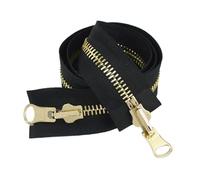 Zips for Sewing 1pc 60-120cm 5# 8# Metal Rotary Slider Open-End Zipper Reversible Double Sided Zippers for Jacket Sewing(BlackGold,90CM_NO5)