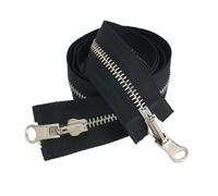 Zips for Sewing 1pc 60-120cm 5# 8# Metal Rotary Slider Open-End Zipper Reversible Double Sided Zippers for Jacket Sewing(BlackSilver,80CM_NO5)