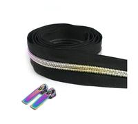 Zips for Sewing 2 Meters 5# Nylon Zipper Tapes+ 2Pcs Zipper Slider Pulls Bag Purse Pocket Coil Zippers Heads Decor Zip Repair Kit DIY Accessories(BlackColored)