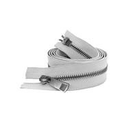Zips for Sewing 2pcs 30/40/50/60/70/80cm 5# Open-end Double Sliders Black Metal Zipper DIY Handcraft for Cloth Pocket Shoes(Grey,40cm)