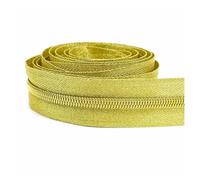Zips for Sewing 3# 5# Nylon Zipper Tapes + Sewing Zipper Sliders DIY Plastic Zip by The Meter Shoes Purse Zips Pulls DIY Repair Kits Accessories(KY273-Gold,2Meters,No3)