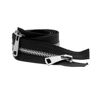 Zips for Sewing 30/40/50/60/70/80cm 5# Colorful Open-end Double Sliders Silver Metal Zipper DIY Handcraft for Cloth Pocket Garment(Black,50cm)