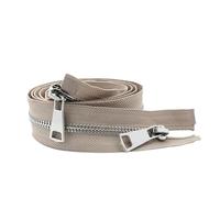 Zips for Sewing 30/40/50/60/70/80cm 5# Colorful Open-end Double Sliders Silver Metal Zipper DIY Handcraft for Cloth Pocket Garment(Beige,30cm)