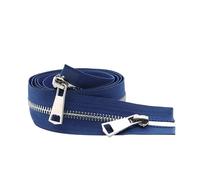 Zips for Sewing 30/40/50/60/70/80cm 5# Colorful Open-end Double Sliders Silver Metal Zipper DIY Handcraft for Cloth Pocket Garment(Blue,70cm)