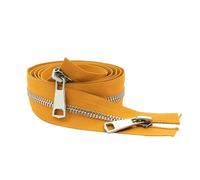 Zips for Sewing 30/40/50/60/70/80cm 5# Colorful Open-end Double Sliders Silver Metal Zipper DIY Handcraft for Cloth Pocket Garment(Yellow,50cm)