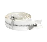 Zips for Sewing 30/40/50/60/70/80cm 5# Colorful Open-end Double Sliders Silver Metal Zipper DIY Handcraft for Cloth Pocket Garment(White,70cm)