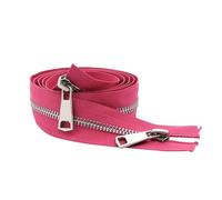 Zips for Sewing 30/40/50/60/70/80cm 5# Colorful Open-end Double Sliders Silver Metal Zipper DIY Handcraft for Cloth Pocket Garment(Rose Red,30cm)