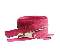 Zips for Sewing 5/10pcs 30/40/50/60/70/80cm 5# Colorful Open-end Auto Lock Gold Metal Zipper DIY Handcraft Clothing Garment Pocket(Rose Red,40cm,10 Pcs)