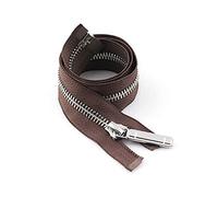 Zips for Sewing， Invisible Zippers,Resin Coil,1Pc 70/150cm 8# Metal Zipper Open End Auto Lock Single Silver Tooth Decor Zip DIY Accessory(Coffee,120cm)