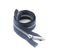 Zips for Sewing， Invisible Zippers,Resin Coil,1Pc 70/150cm 8# Metal Zipper Open End Auto Lock Single Silver Tooth Decor Zip DIY Accessory(Navy Blue,120cm)