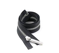 Zips for Sewing， Invisible Zippers,Resin Coil,1Pc 70/150cm 8# Metal Zipper Open End Auto Lock Single Silver Tooth Decor Zip DIY Accessory(Black,120cm)