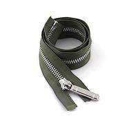 Zips for Sewing， Invisible Zippers,Resin Coil,1Pc 70/150cm 8# Metal Zipper Open End Auto Lock Single Silver Tooth Decor Zip DIY Accessory(Army Green,120cm)