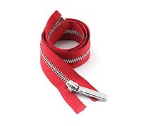 Zips for Sewing， Invisible Zippers,Resin Coil,1Pc 70/150cm 8# Metal Zipper Open End Auto Lock Single Silver Tooth Decor Zip DIY Accessory(Red,120cm)