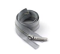 Zips for Sewing， Invisible Zippers,Resin Coil,1Pc 70/150cm 8# Metal Zipper Open End Auto Lock Single Silver Tooth Decor Zip DIY Accessory(Grey,120cm)