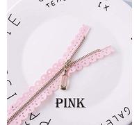zips,Open-Ended Zip, Nylon Zipper 2 pcs 20 cm Lace Metal Lace Closed-end Zippers Plating(Roze)