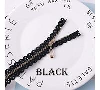 zips,Open-Ended Zip, Nylon Zipper 2 pcs 20 cm Lace Metal Lace Closed-end Zippers Plating(Svart)