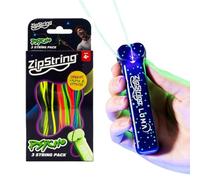 ZipString Luma Glow in the Dark + Psycho Strings 3 Pack Bundle - Rechargeable String Launcher with Replacement Glow Strings