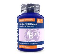 Zipvit Biotin Hair Skin & Nails Complex with Zinc & Selenium 12000mcg, 180 Vegan Tablets, High Strength Biotin for Men and Women