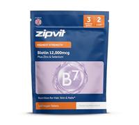 Zipvit Biotin Hair Skin & Nails Complex with Zinc & Selenium 12000mcg, 180 Vegan Tablets, High Strength Biotin for Men and Women, Eco-Friendly Pouch