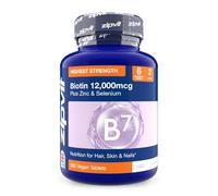 Zipvit Biotin Hair Skin & Nails Complex with Zinc & Selenium 12000mcg, 360 Vegan Tablets, High Strength Biotin for Men and Women