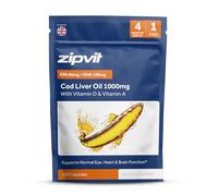 Zipvit Cod Liver Oil 1000mg, 120 Softgel Capsules, Rich in Omega-3, EPA 80mg & DHA 100mg. with Vitamins D3 & A to Support Heart, Brain, Eye Health & Immune System