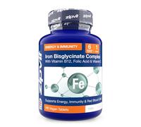 Zipvit Iron Tablets High Strength with Vitamin C, B12 & Folic Acid, 180 Vegan Energy Tablets, Iron Supplements for Women & Men for Energy & Absorption