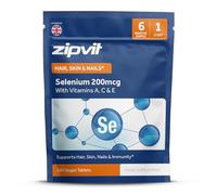 Zipvit Selenium 200mcg with Vitamins A, C, E. 180 Vegan Tablets. Supports Normal Thyroid, Skin, Hair & Nails, Immune System, and Antioxidant Protection. 6 Month Supply.
