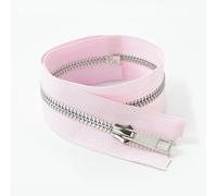 ZIPZSY #5 Metal Zipper with Silver Titanium Y-Teeth (Open-End), Auto Lock Zipper Slider Separating Zip Fastener for Sewing Crafts (Pink, 45cm)