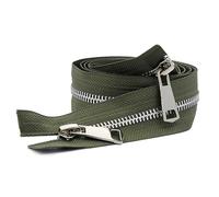 ZIPZSY #5 Two Way Separating Zipper, Open-End, Double-Slider, Silver Metal Zippers for DIY Dressmaking, Jackets Coats Sewing Crafts (Green, 60cm)