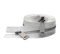 ZIPZSY #5 Two Way Separating Zipper, Open-End, Double-Slider, Silver Metal Zippers for DIY Dressmaking, Jackets Coats Sewing Crafts (White, 60cm)