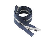 ZIPZSY #8 Open-End Metal Zipper, Self-Locking Zipper Slider, Silver Metal Teeth Separating Zip Fastener for Sewing Crafts (Blue, 80cm)
