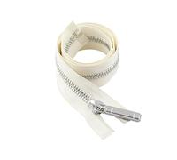 ZIPZSY #8 Open-End Metal Zipper, Self-Locking Zipper Slider, Silver Metal Teeth Separating Zip Fastener for Sewing Crafts (Beige, 15cm)