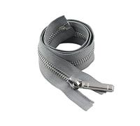 ZIPZSY #8 Open-End Metal Zipper, Self-Locking Zipper Slider, Silver Metal Teeth Separating Zip Fastener for Sewing Crafts (Grey, 90cm)