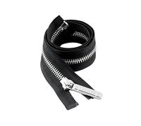 ZIPZSY #8 Open-End Metal Zipper, Self-Locking Zipper Slider, Silver Metal Teeth Separating Zip Fastener for Sewing Crafts (Black, 45cm)
