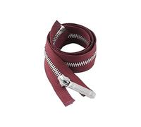ZIPZSY #8 Open-End Metal Zipper, Self-Locking Zipper Slider, Silver Metal Teeth Separating Zip Fastener for Sewing Crafts (WineRed, 45cm)