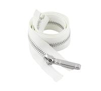 ZIPZSY #8 Open-End Metal Zipper, Self-Locking Zipper Slider, Silver Metal Teeth Separating Zip Fastener for Sewing Crafts (White, 20cm)