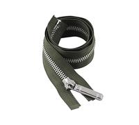 ZIPZSY #8 Open-End Metal Zipper, Self-Locking Zipper Slider, Silver Metal Teeth Separating Zip Fastener for Sewing Crafts (Green, 100cm)