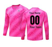 ZIQICAI2007 Customized Goalie Kids Uniforms Kids Teenage Boys and Girls Number Adult Name Jersey with Sponge (Pink)