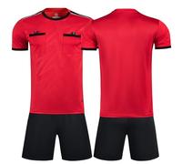 ZIQICAI2007 soccer referee uniforms, referee jerseys men's referee uniforms, soccer referee kits. (Red, Asian Size 2XL = European Size L)